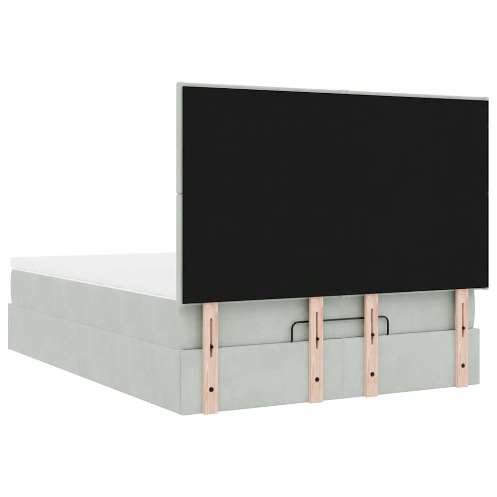 Οθωμανικό κρεβάτι με στρώματα & LEDs Ανοιχτό γκρι Βελούδο - Pakobazaar