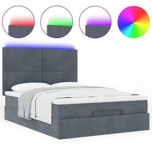 Οθωμανικό κρεβάτι με στρώματα & LEDs Σκούρο γκρι Βελούδο - Pakobazaar