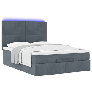 Οθωμανικό κρεβάτι με στρώματα & LEDs Σκούρο γκρι Βελούδο - Pakobazaar