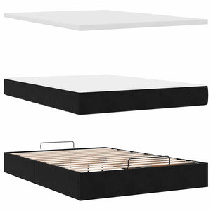 Οθωμανικό κρεβάτι με στρώματα & LEDs Μαύρο 140x190cm Βελούδο - Pakobazaar
