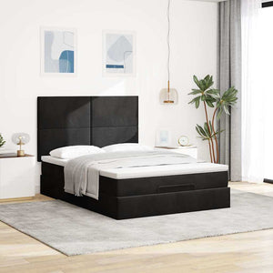 Οθωμανικό κρεβάτι με στρώματα & LEDs Μαύρο 140x190cm Βελούδο - Pakobazaar