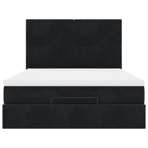 Οθωμανικό κρεβάτι με στρώματα & LEDs Μαύρο 140x190cm Βελούδο - Pakobazaar