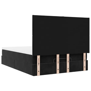 Οθωμανικό κρεβάτι με στρώματα & LEDs Μαύρο 140x190cm Βελούδο - Pakobazaar