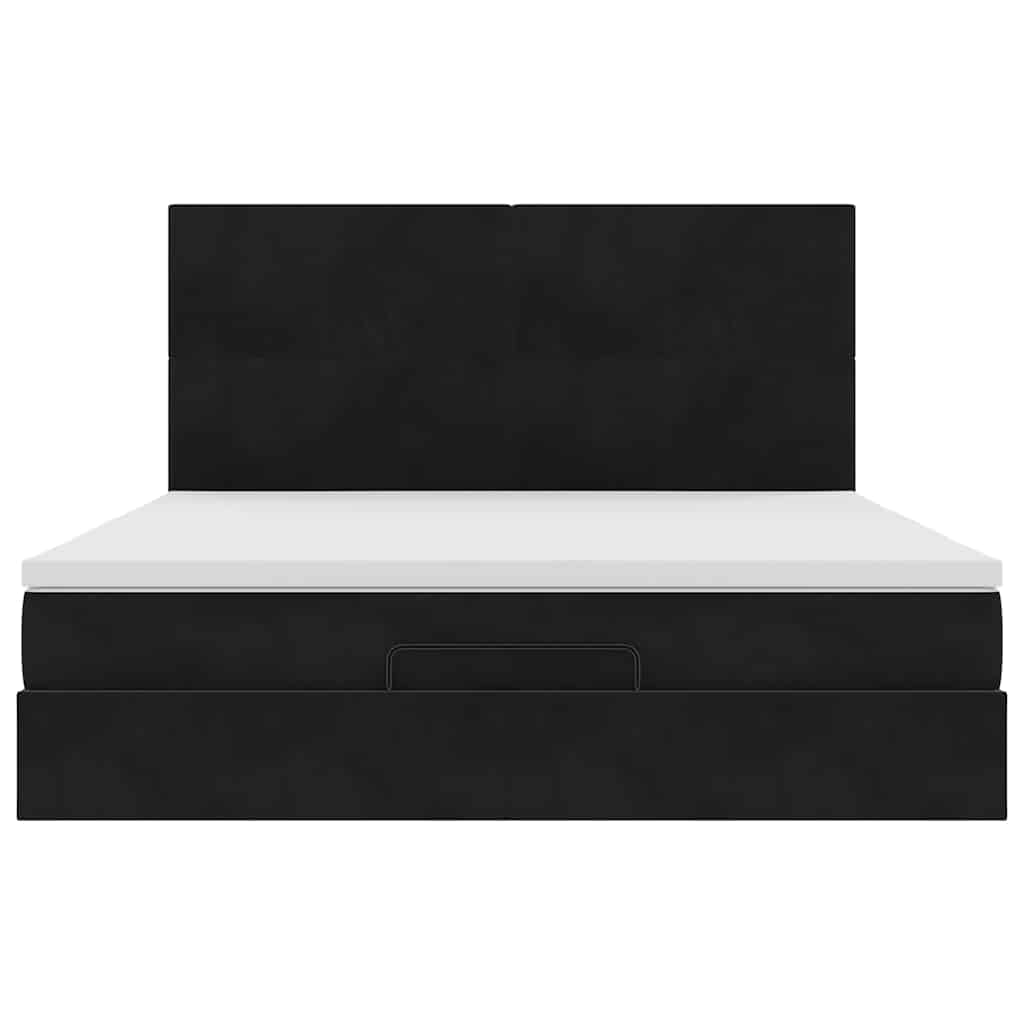 Οθωμανικό κρεβάτι με στρώματα & LEDs Μαύρο 160x200cm Velvet - Pakobazaar