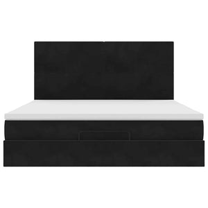 Οθωμανικό κρεβάτι με στρώματα & LEDs Μαύρο 160x200cm Velvet - Pakobazaar