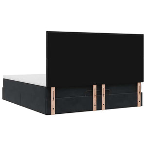 Οθωμανικό κρεβάτι με στρώματα & LEDs Μαύρο 160x200cm Velvet - Pakobazaar