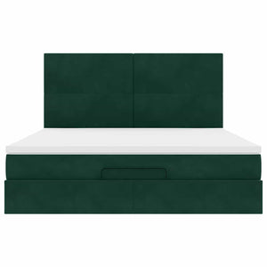 Οθωμανικό κρεβάτι με στρώματα&LEDs Dark Green 180x200cm Velvet