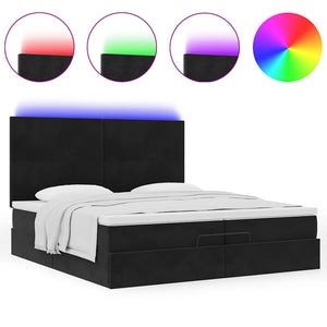 Οθωμανικό κρεβάτι με στρώματα & LEDs Μαύρο 200x200cm Velvet - Pakobazaar