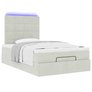 Οθωμανικό κρεβάτι με στρώματα & LEDs Ανοιχτό γκρι Βελούδο - Pakobazaar