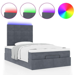 Οθωμανικό κρεβάτι με στρώματα & LEDs Σκούρο γκρι Βελούδο - Pakobazaar