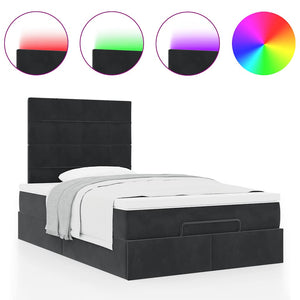 Οθωμανικό κρεβάτι με στρώματα & LEDs Μαύρο 120x190cm Velvet - Pakobazaar