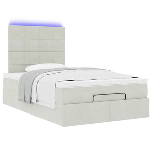 Οθωμανικό κρεβάτι με στρώματα & LEDs Ανοιχτό γκρι Βελούδο - Pakobazaar