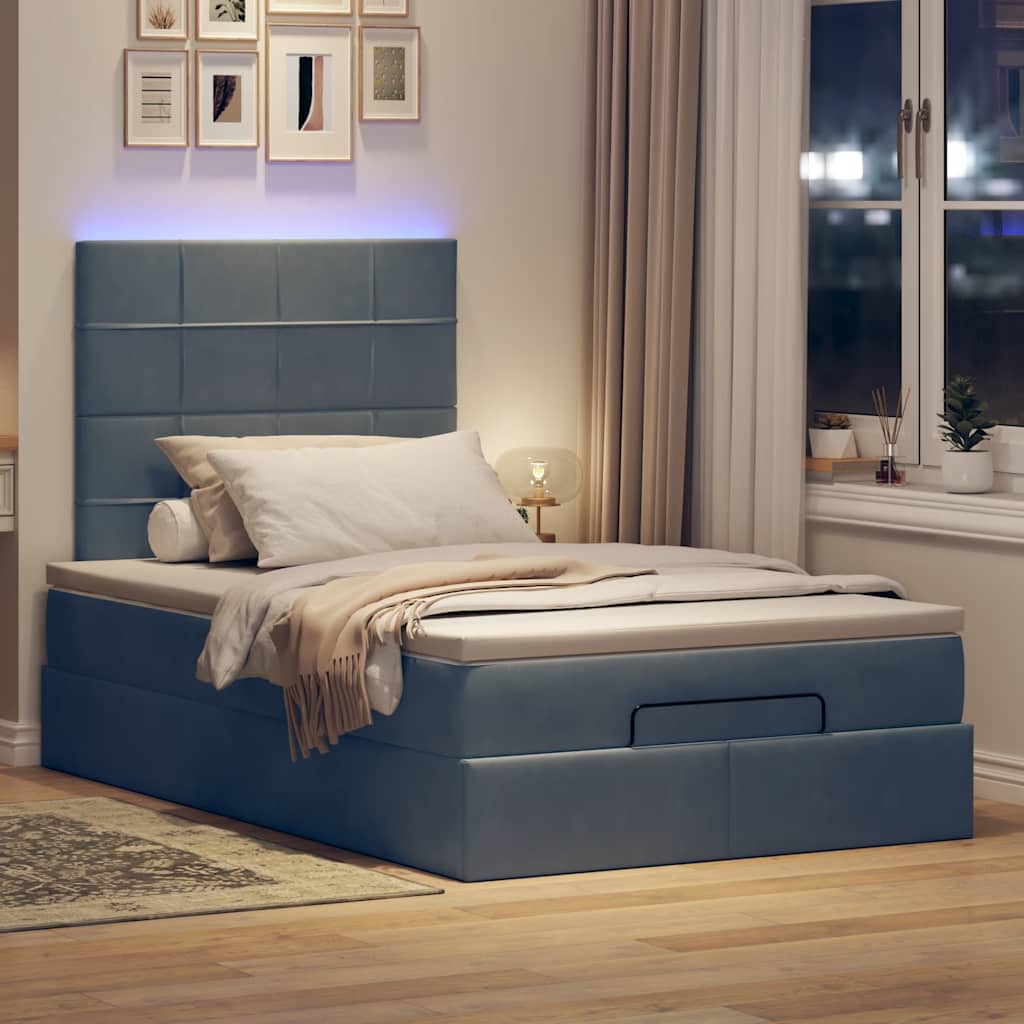 Οθωμανικό κρεβάτι με στρώματα & LEDs Σκούρο γκρι Velvet - Pakobazaar
