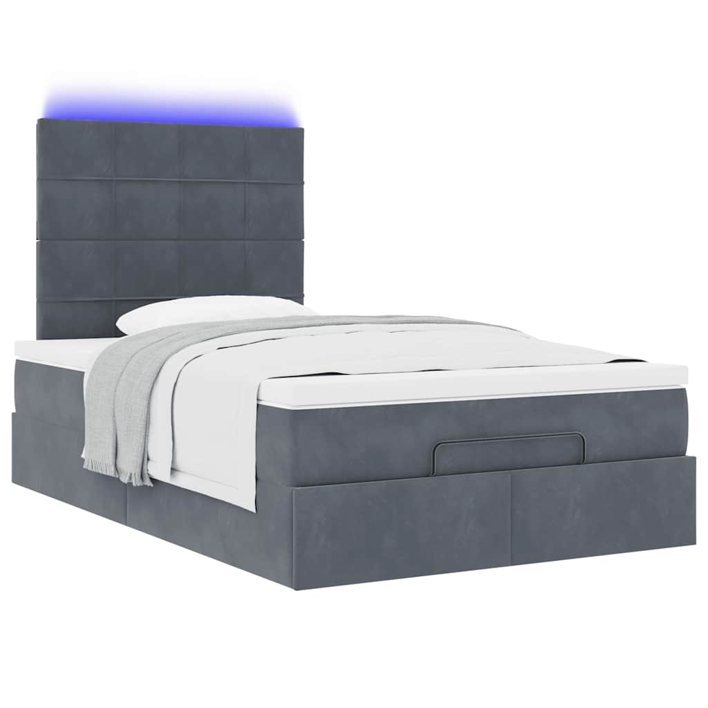 Οθωμανικό κρεβάτι με στρώματα & LEDs Σκούρο γκρι Velvet - Pakobazaar