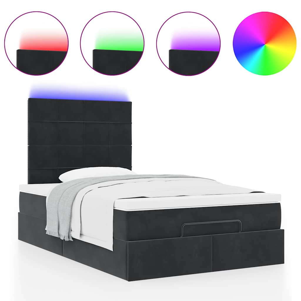 Οθωμανικό κρεβάτι με στρώματα & LEDs Μαύρο 120x200cm Velvet - Pakobazaar