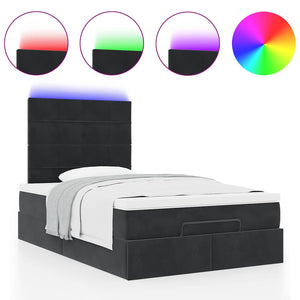 Οθωμανικό κρεβάτι με στρώματα & LEDs Μαύρο 120x200cm Velvet - Pakobazaar