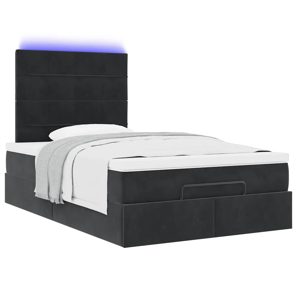 Οθωμανικό κρεβάτι με στρώματα & LEDs Μαύρο 120x200cm Velvet - Pakobazaar