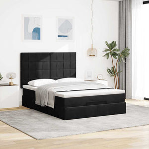 Οθωμανικό κρεβάτι με στρώματα & LEDs Μαύρο 140x190cm Βελούδο - Pakobazaar