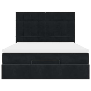 Οθωμανικό κρεβάτι με στρώματα & LEDs Μαύρο 140x190cm Βελούδο - Pakobazaar