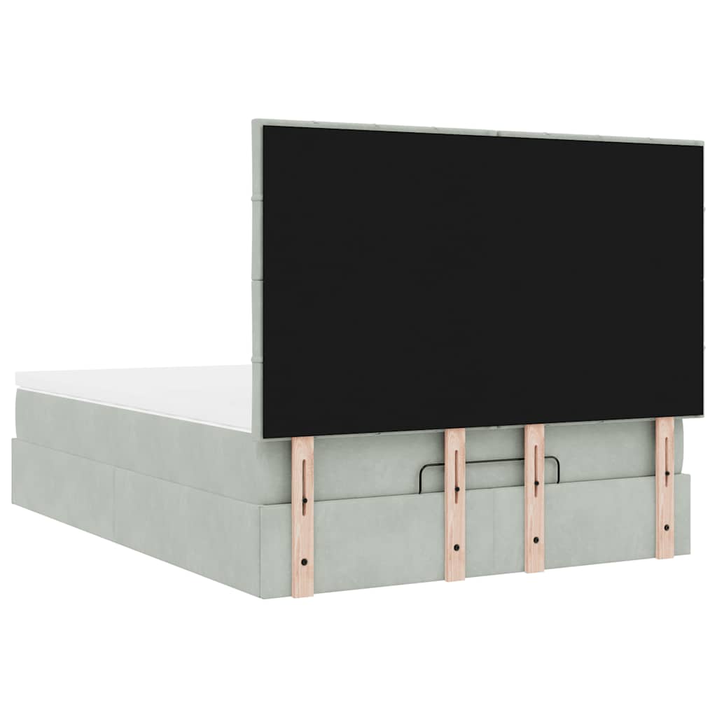 Οθωμανικό κρεβάτι με στρώματα & LEDs Ανοιχτό γκρι Βελούδο - Pakobazaar