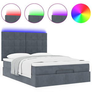 Οθωμανικό κρεβάτι με στρώματα & LEDs Σκούρο γκρι Βελούδο