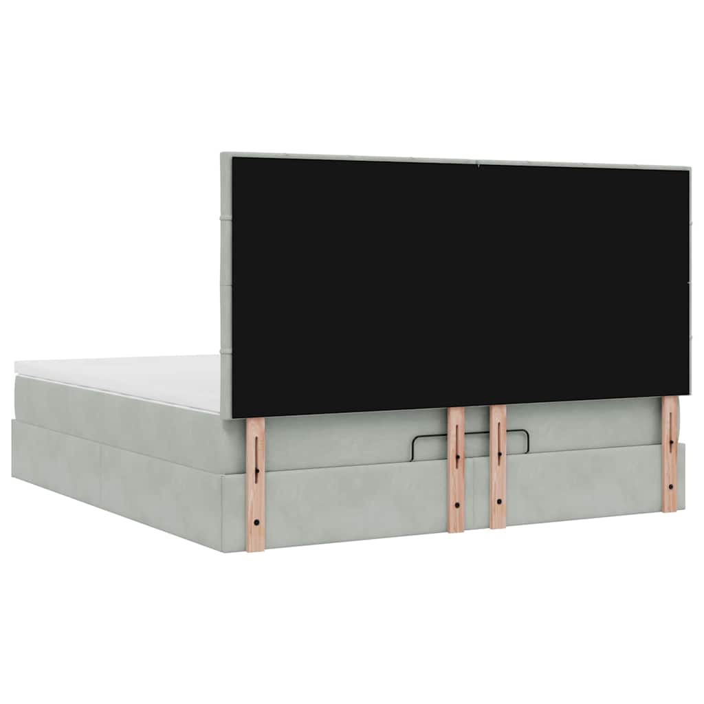 Οθωμανικό κρεβάτι με στρώματα & LEDs Ανοιχτό γκρι Βελούδο - Pakobazaar