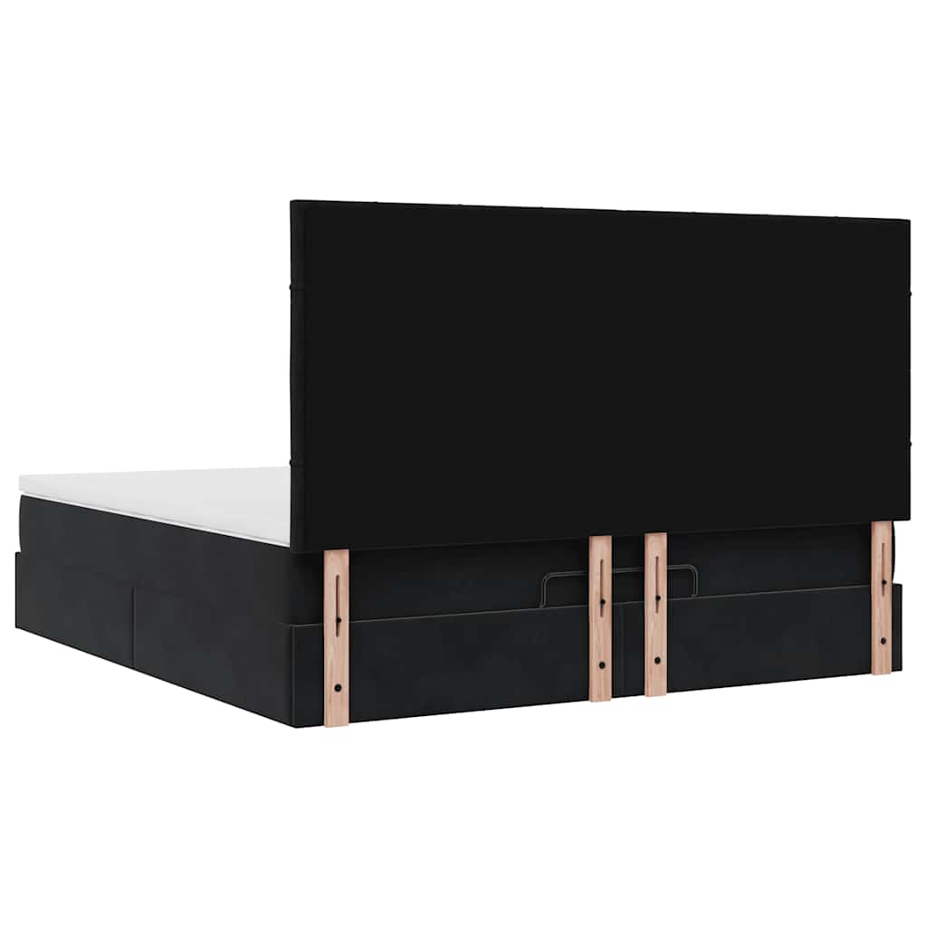 Οθωμανικό κρεβάτι με στρώματα & LEDs Μαύρο 160x200cm Velvet
