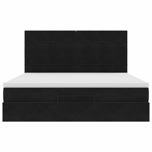 Οθωμανικό κρεβάτι με στρώματα & LEDs Μαύρο 180x200cm Velvet