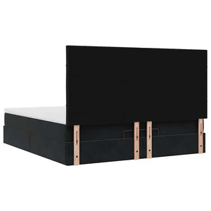 Οθωμανικό κρεβάτι με στρώματα & LEDs Μαύρο 180x200cm Velvet