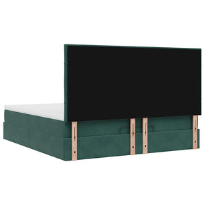 Οθωμανικό κρεβάτι με στρώματα&LEDs Dark Green 180x200cm Velvet