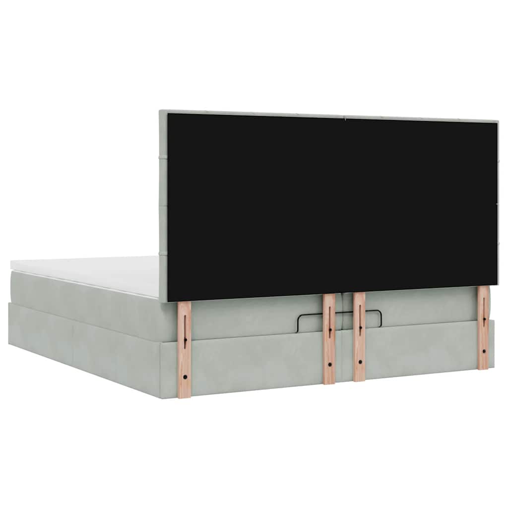 Οθωμανικό κρεβάτι με στρώματα & LEDs Ανοιχτό γκρι Βελούδο - Pakobazaar