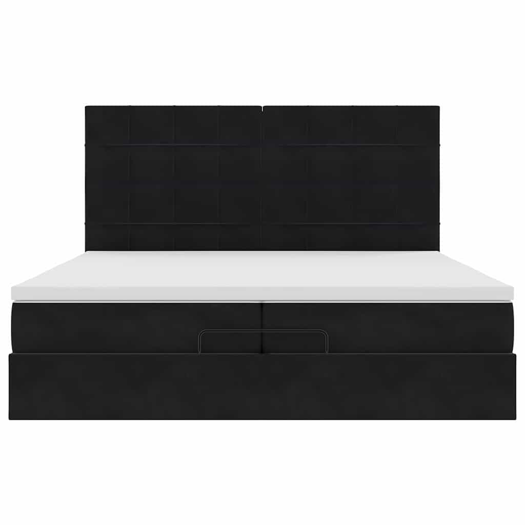 Οθωμανικό κρεβάτι με στρώματα & LEDs Μαύρο 200x200cm Velvet - Pakobazaar