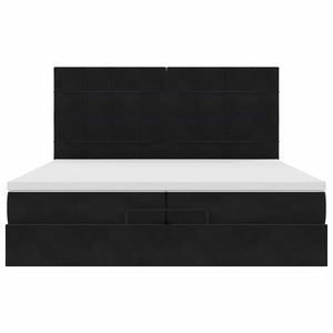 Οθωμανικό κρεβάτι με στρώματα & LEDs Μαύρο 200x200cm Velvet - Pakobazaar