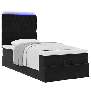 Οθωμανικό κρεβάτι με στρώματα & LEDs Μαύρο 80x200cm Velvet - Pakobazaar