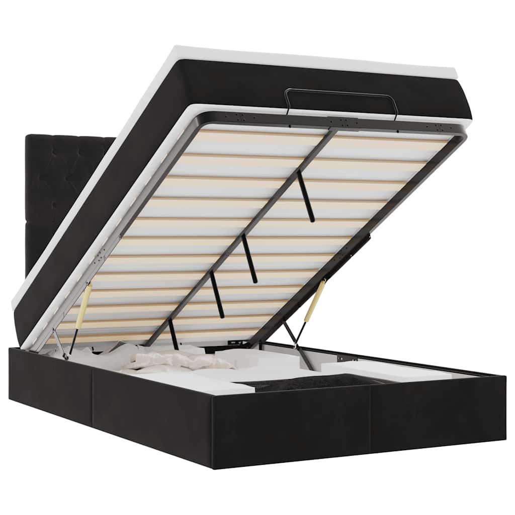 Οθωμανικό κρεβάτι με στρώματα & LEDs Μαύρο 120x190cm Velvet - Pakobazaar