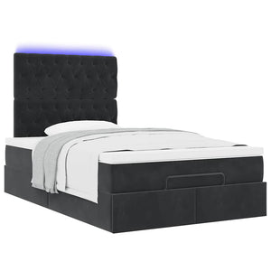 Οθωμανικό κρεβάτι με στρώματα & LEDs Μαύρο 120x190cm Velvet - Pakobazaar