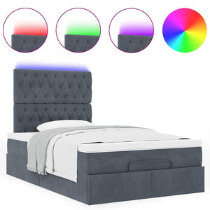 Οθωμανικό κρεβάτι με στρώματα & LEDs Σκούρο γκρι Velvet - Pakobazaar