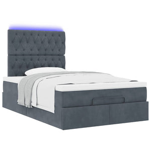 Οθωμανικό κρεβάτι με στρώματα & LEDs Σκούρο γκρι Velvet - Pakobazaar
