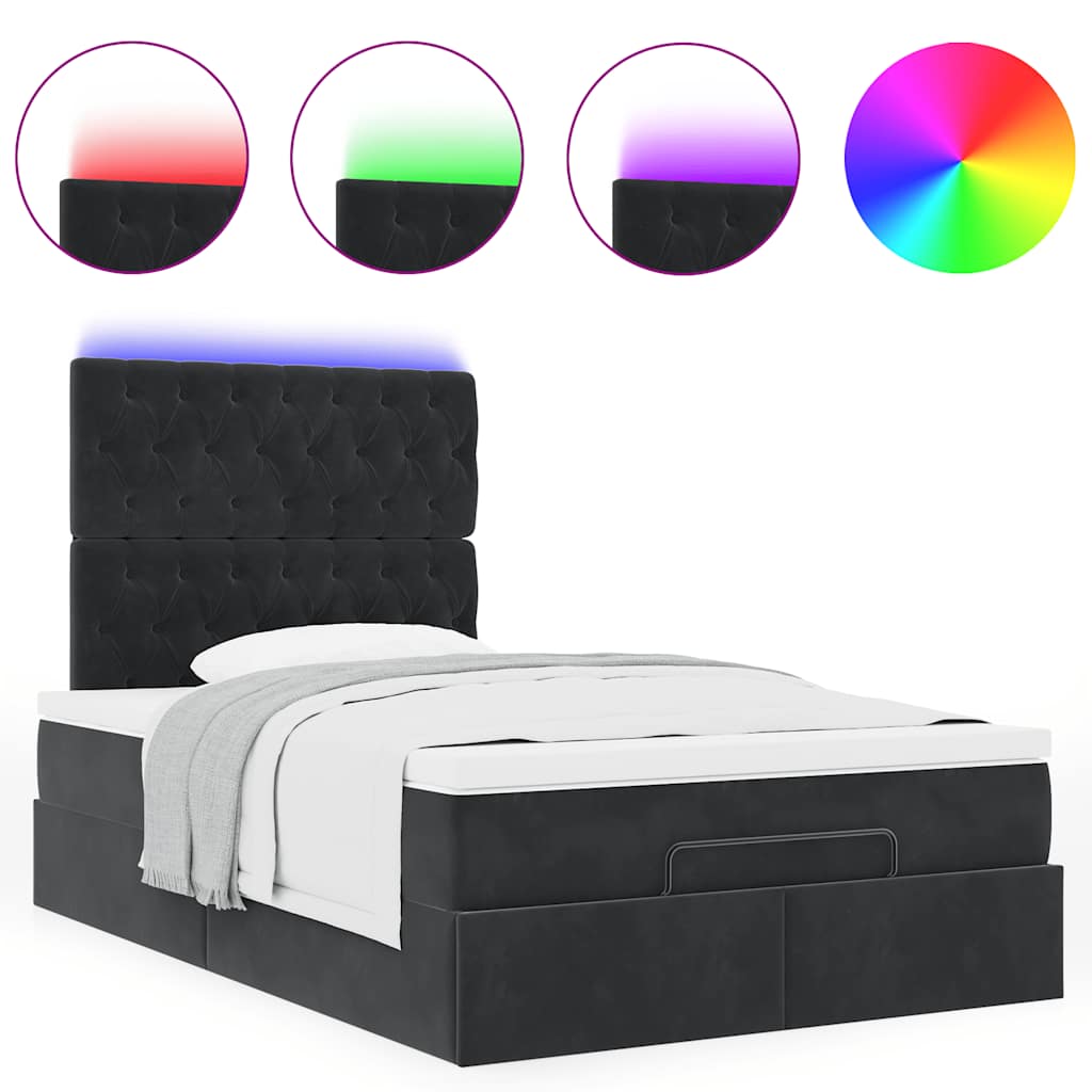 Οθωμανικό κρεβάτι με στρώματα & LEDs Μαύρο 120x200cm Velvet - Pakobazaar
