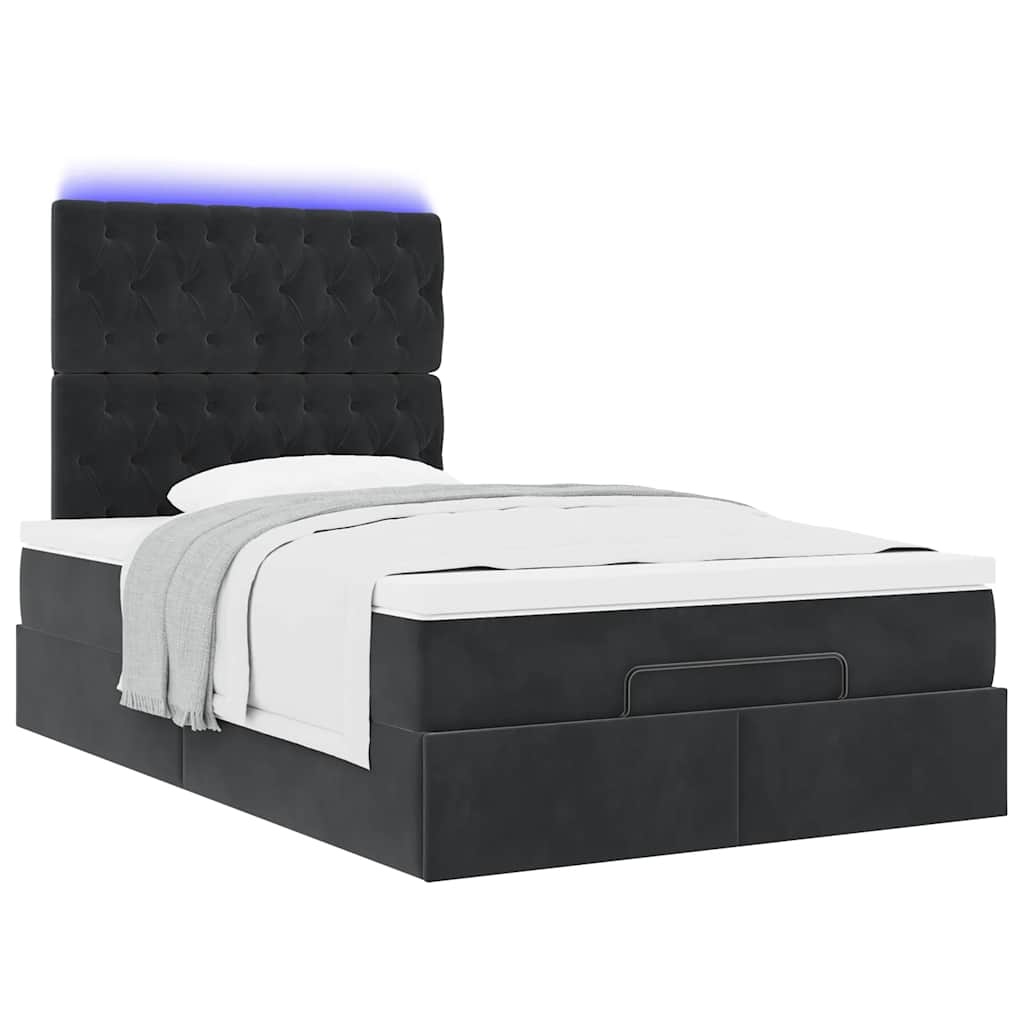 Οθωμανικό κρεβάτι με στρώματα & LEDs Μαύρο 120x200cm Velvet - Pakobazaar