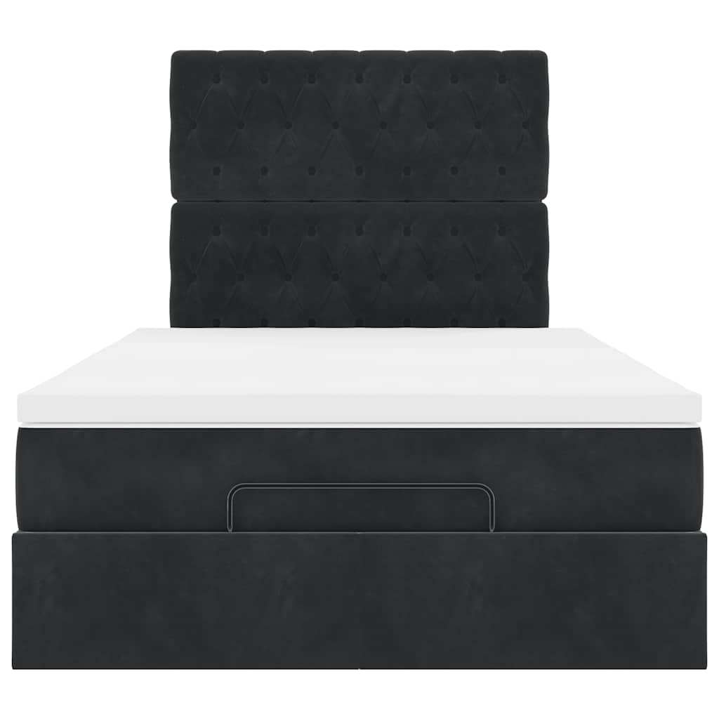 Οθωμανικό κρεβάτι με στρώματα & LEDs Μαύρο 120x200cm Velvet - Pakobazaar