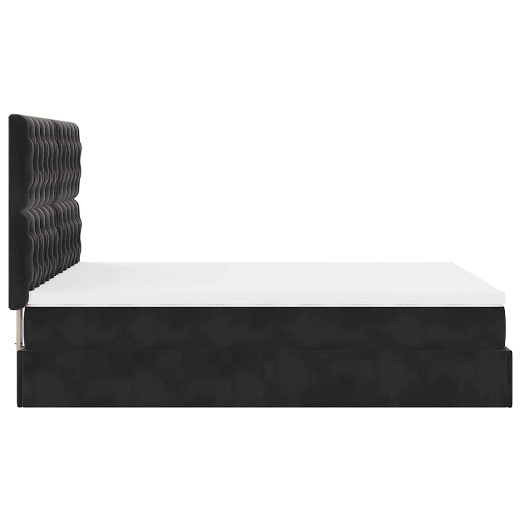 Οθωμανικό κρεβάτι με στρώματα & LEDs Μαύρο 140x190cm Βελούδο - Pakobazaar