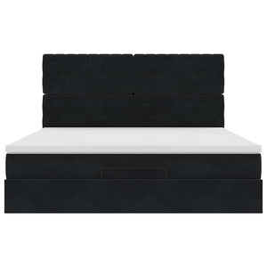 Οθωμανικό κρεβάτι με στρώματα & LEDs Μαύρο 160x200cm Velvet - Pakobazaar