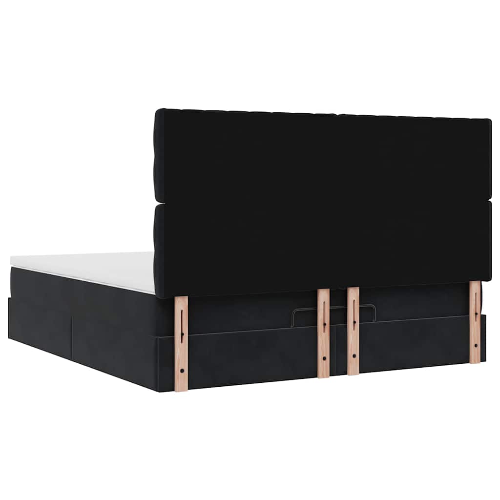 Οθωμανικό κρεβάτι με στρώματα & LEDs Μαύρο 160x200cm Velvet - Pakobazaar