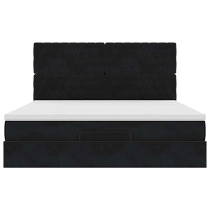 Οθωμανικό κρεβάτι με στρώματα & LEDs Μαύρο 180x200cm Velvet