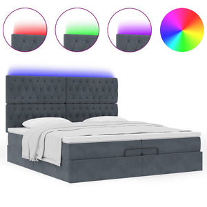 Οθωμανικό κρεβάτι με στρώματα & LEDs Σκούρο γκρι Βελούδο - Pakobazaar