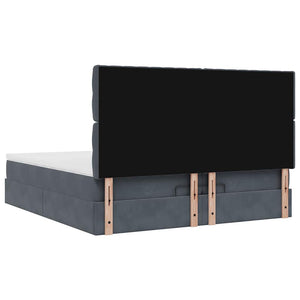 Οθωμανικό κρεβάτι με στρώματα & LEDs Σκούρο γκρι Βελούδο - Pakobazaar