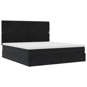 Οθωμανικό κρεβάτι με στρώματα & LEDs Μαύρο 200x200cm Velvet - Pakobazaar