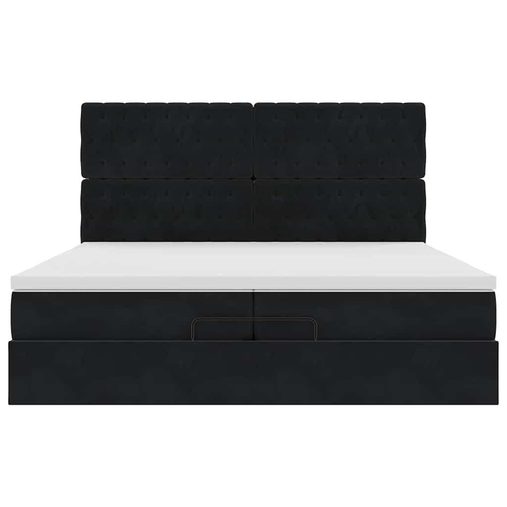 Οθωμανικό κρεβάτι με στρώματα & LEDs Μαύρο 200x200cm Velvet - Pakobazaar