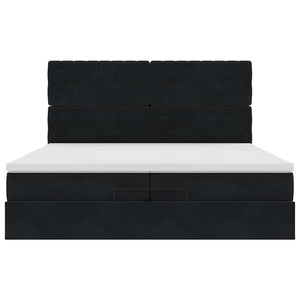 Οθωμανικό κρεβάτι με στρώματα & LEDs Μαύρο 200x200cm Velvet - Pakobazaar